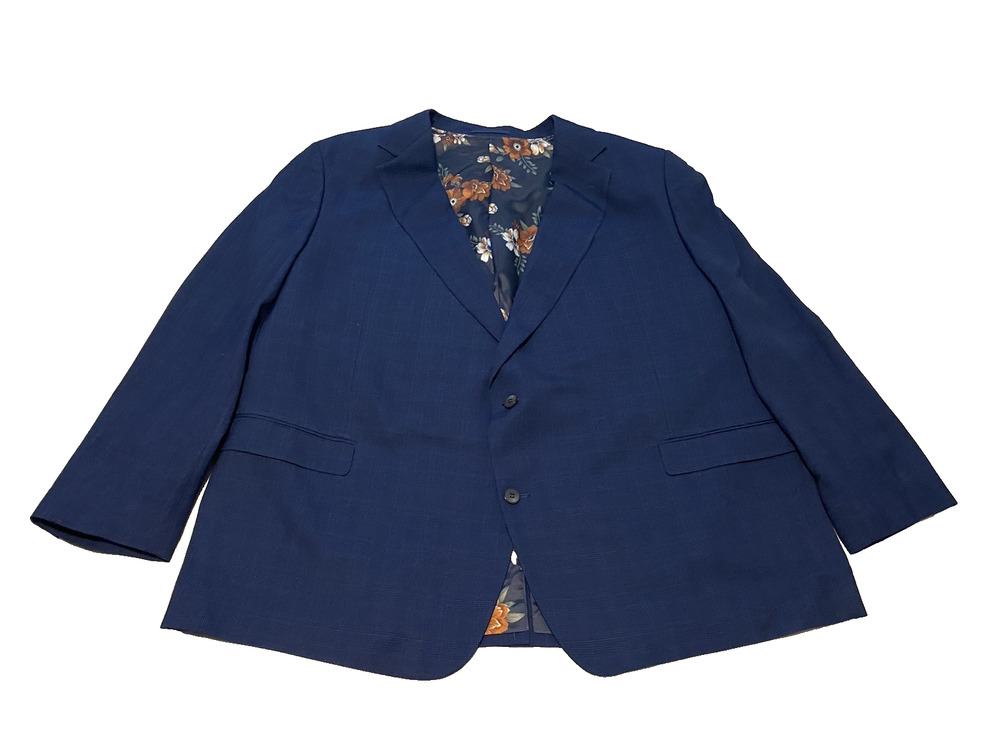 Johnny Bigg Mens Sport Coat Size 58 Blue Plaid Office Preppy Academia Professor